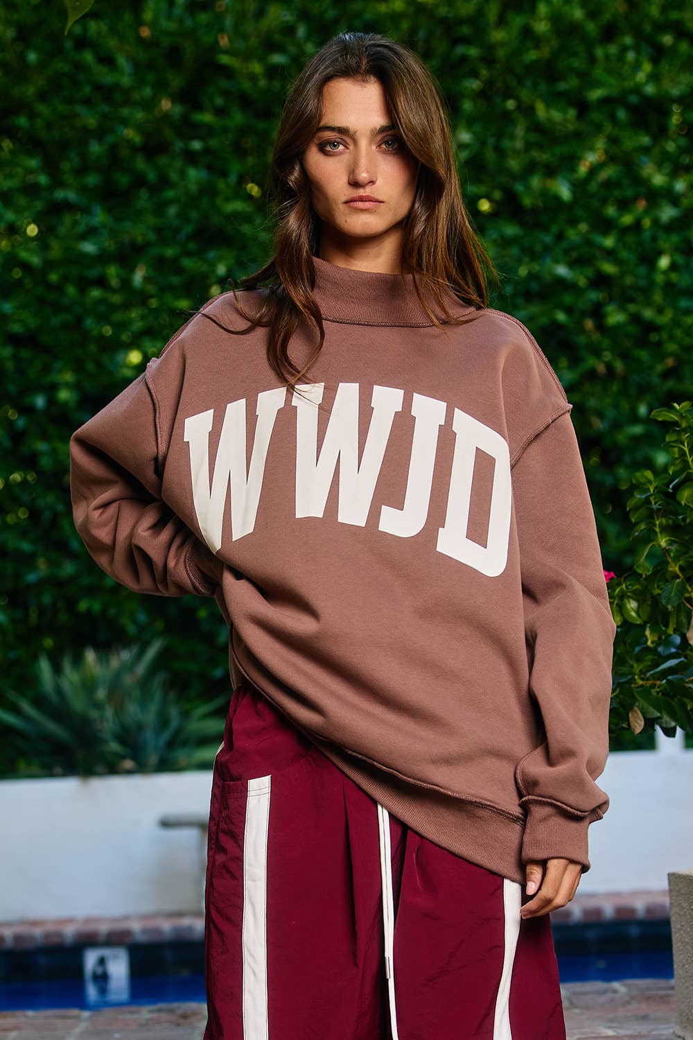 'WWJD & AMEN' Reversible Mock Neck Sweatshirt