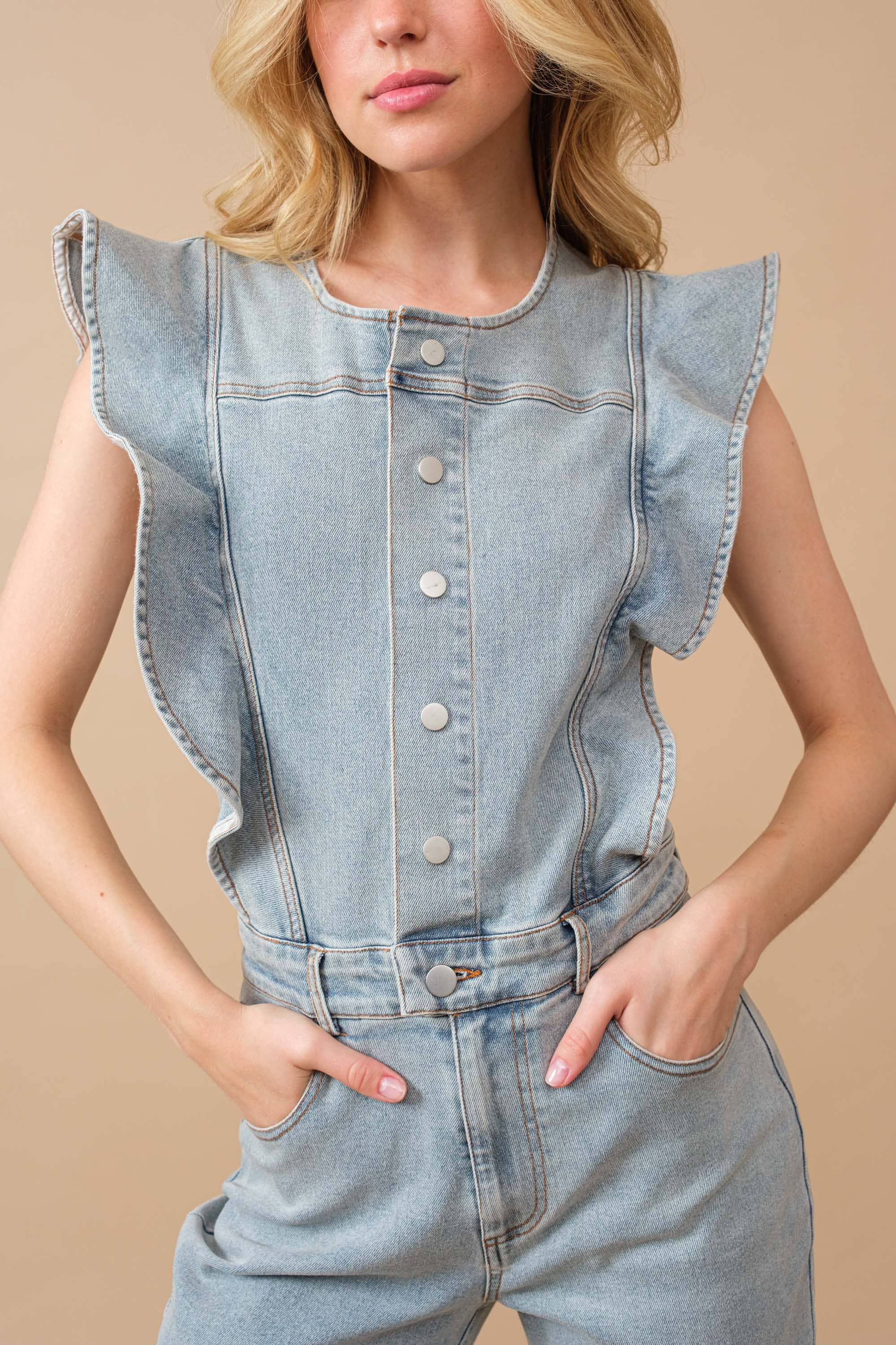 Bridget Bell Bottom Denim Jumpsuit