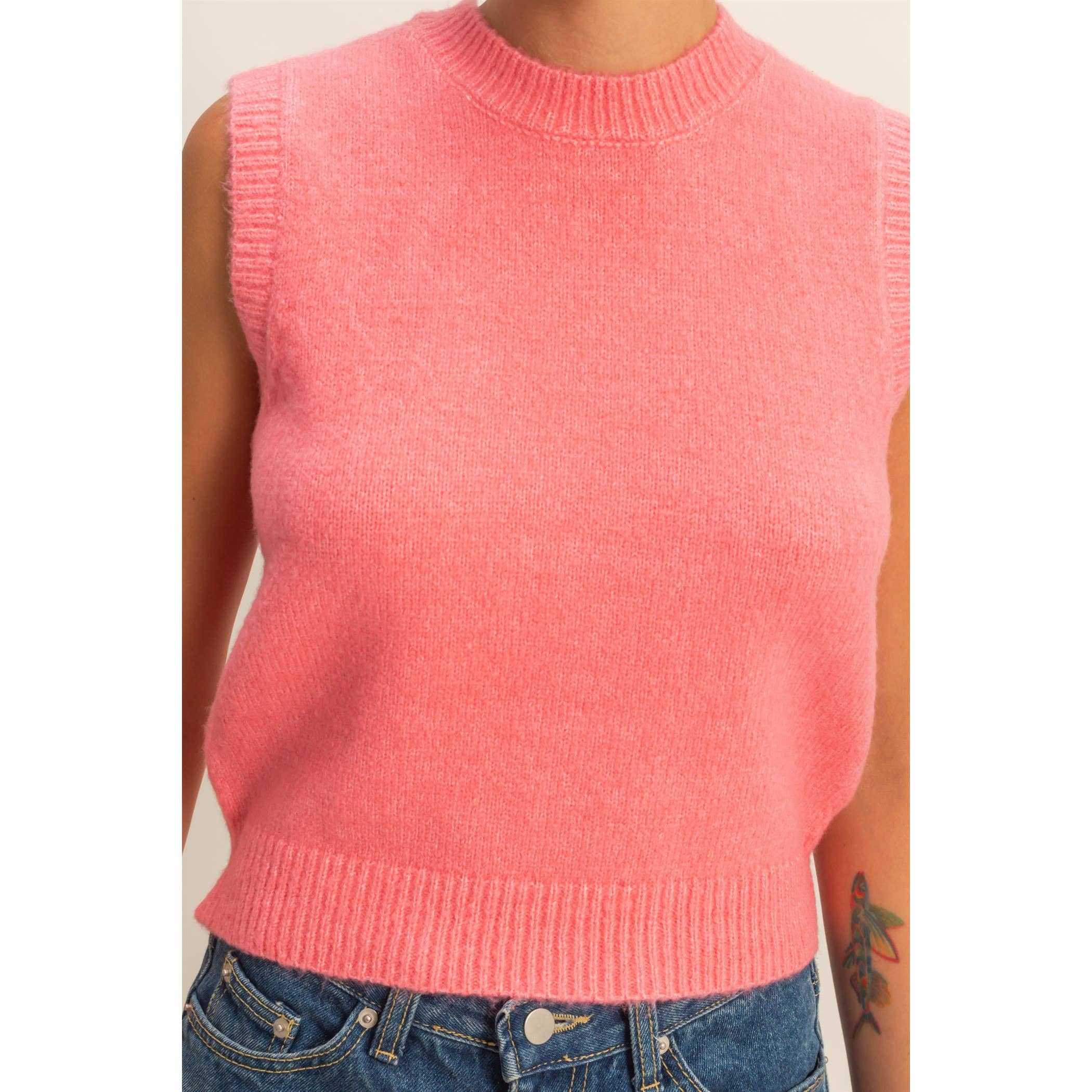 Sleeveless Crew Neck Knit Top