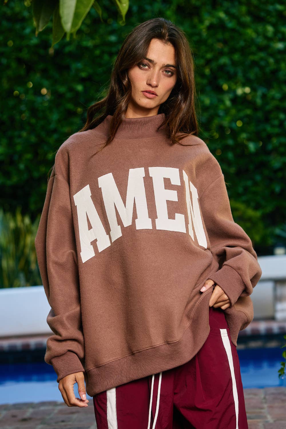 'WWJD & AMEN' Reversible Mock Neck Sweatshirt