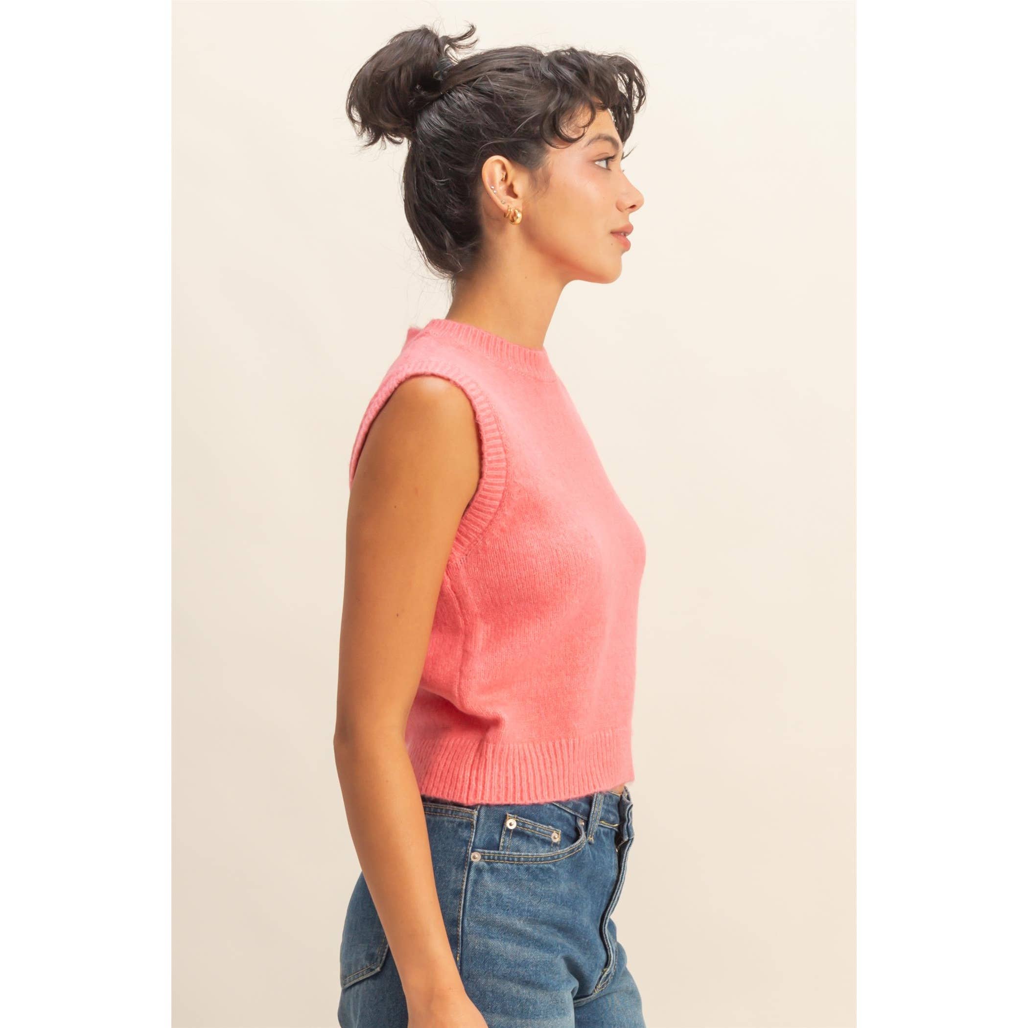 Sleeveless Crew Neck Knit Top