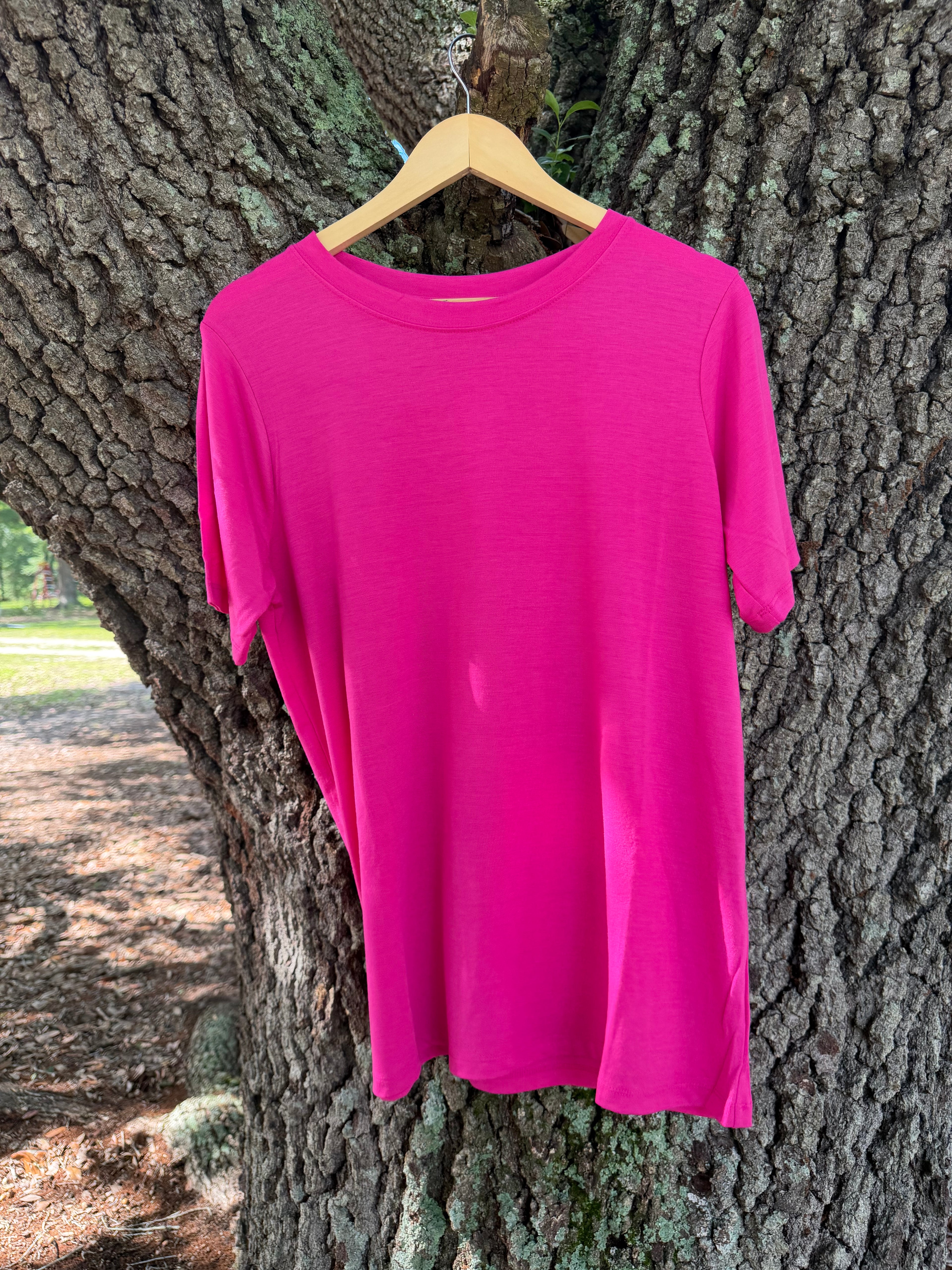 Zenana pink short sleeve shirt- plus size