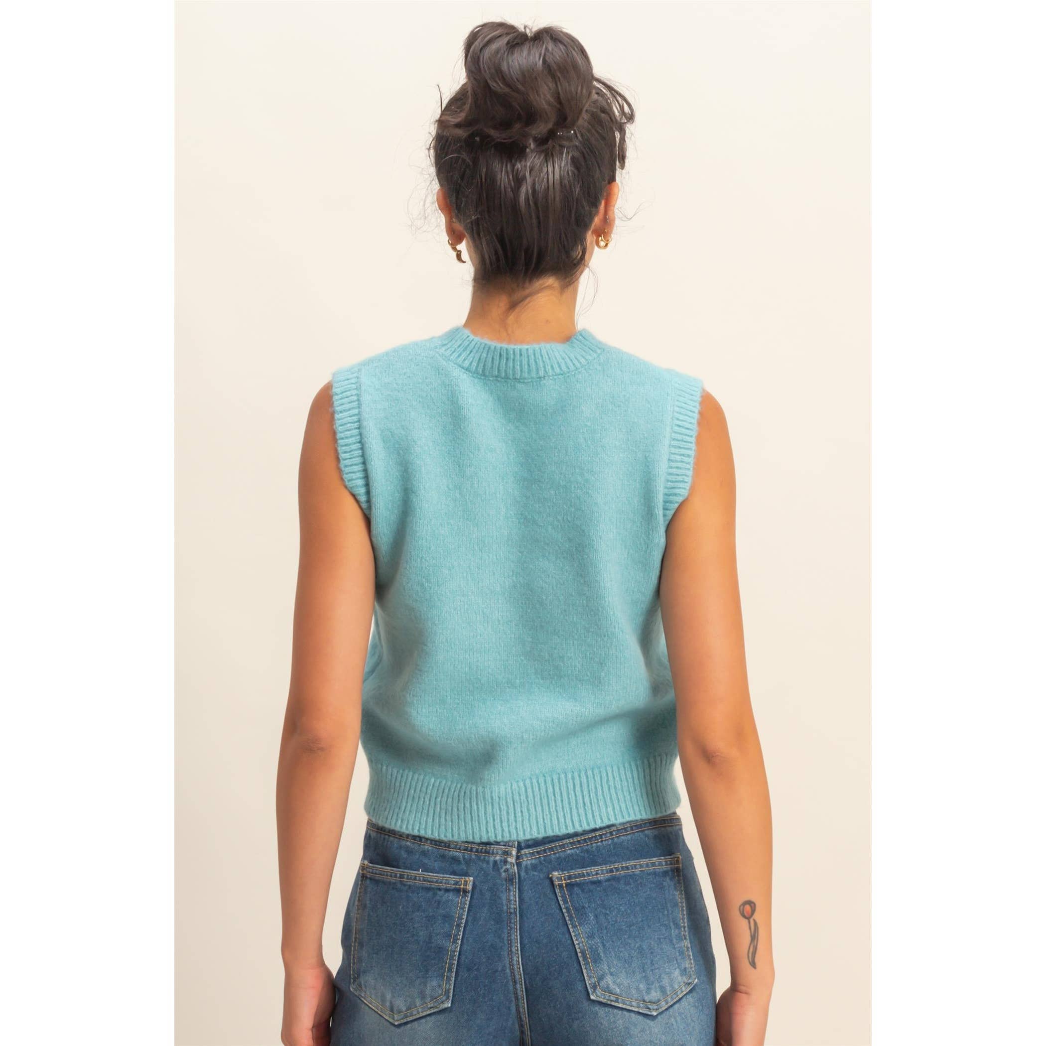 Sleeveless Crew Neck Knit Top