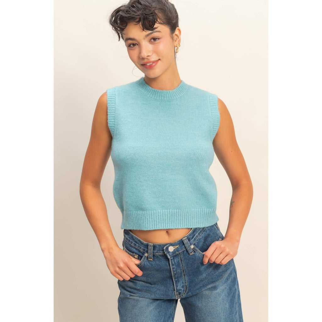 Sleeveless Crew Neck Knit Top