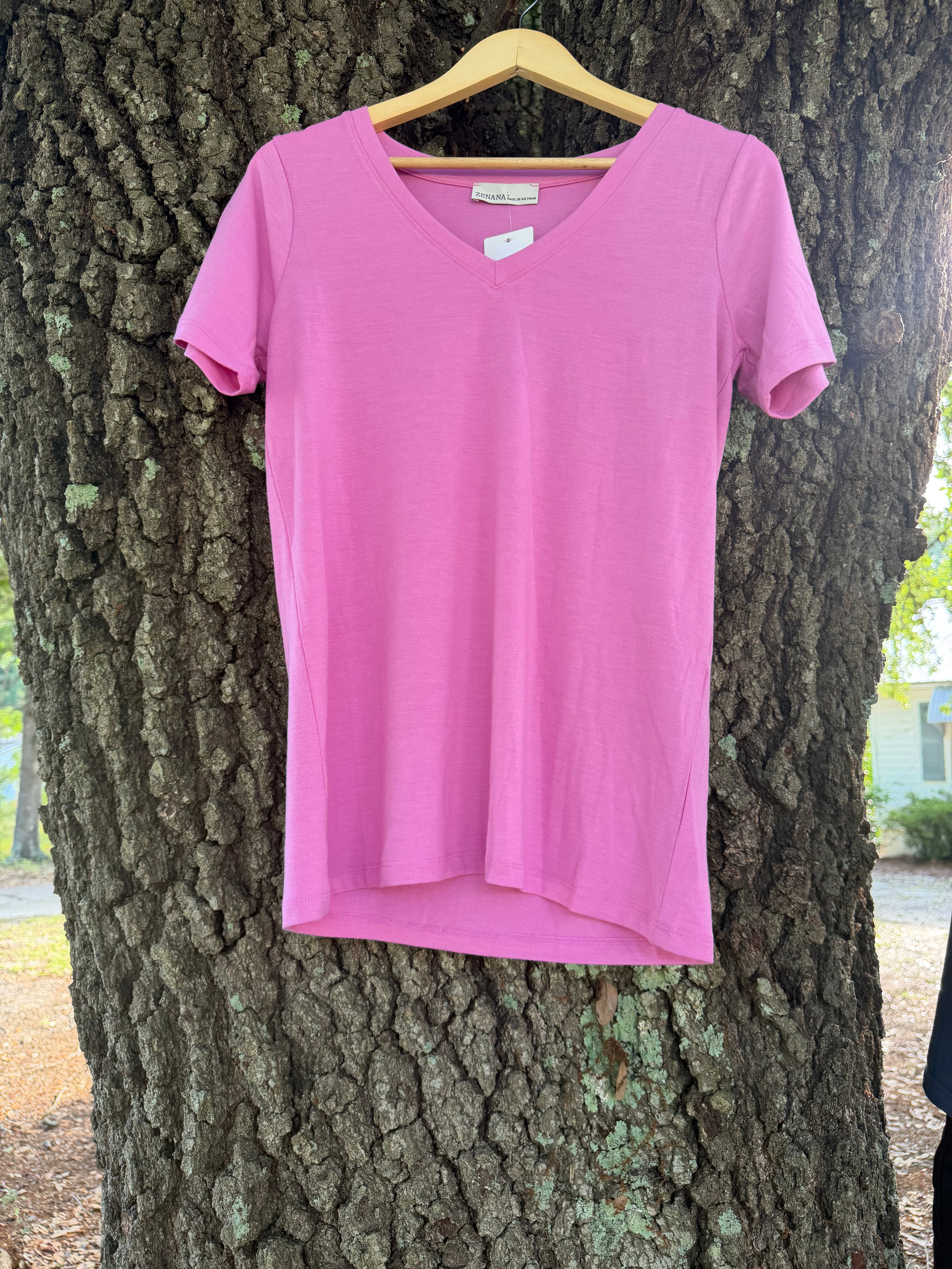 Zenana Pink Short Sleeve