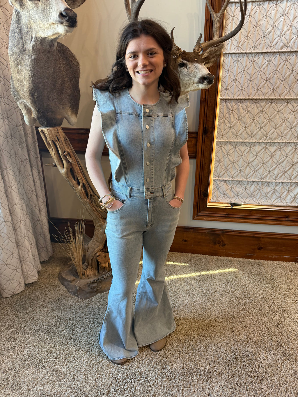 Bridget Bell Bottom Denim Jumpsuit