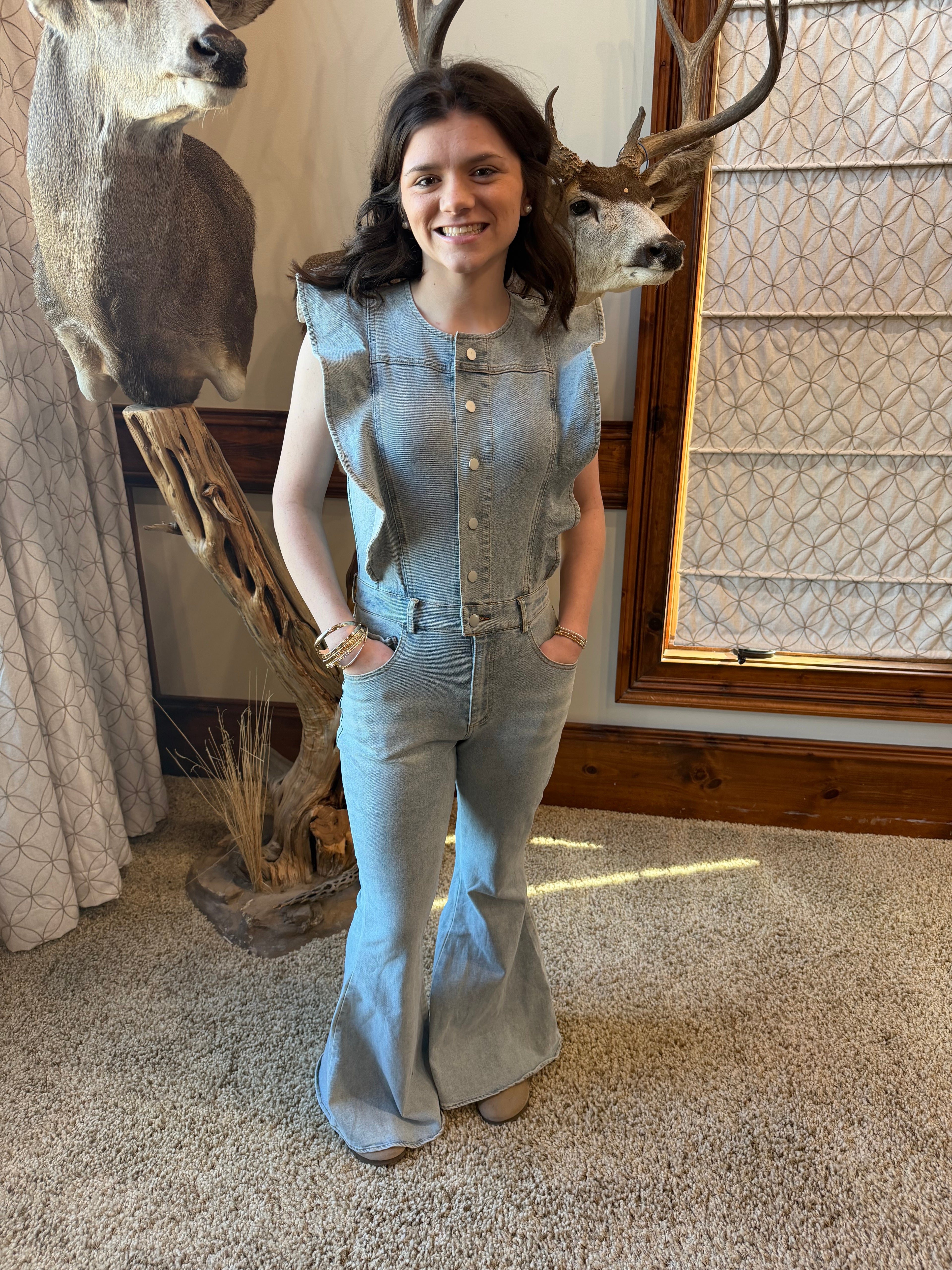Bridget Bell Bottom Denim Jumpsuit