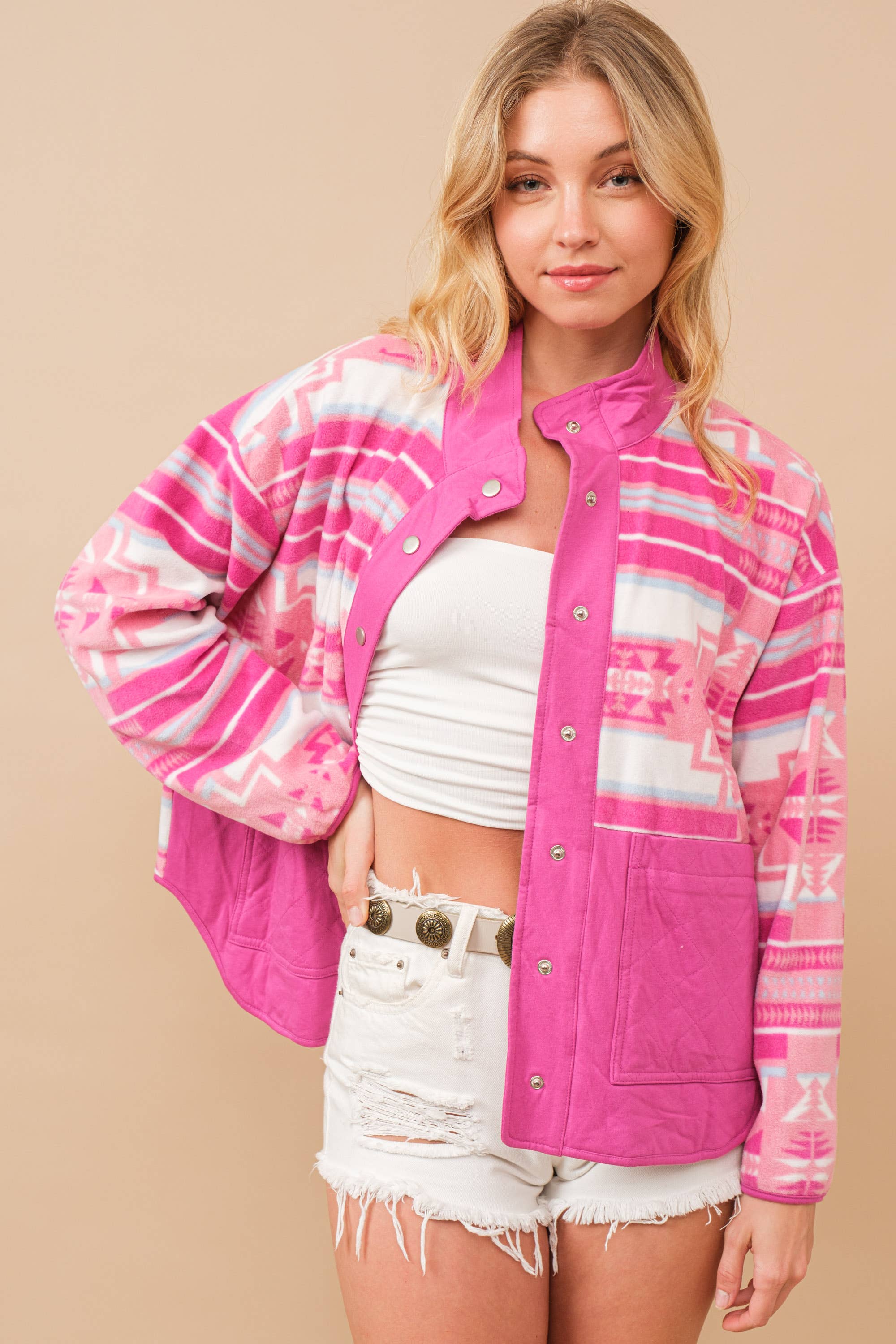 Ashley Aztec Quilted Fleece Jacket