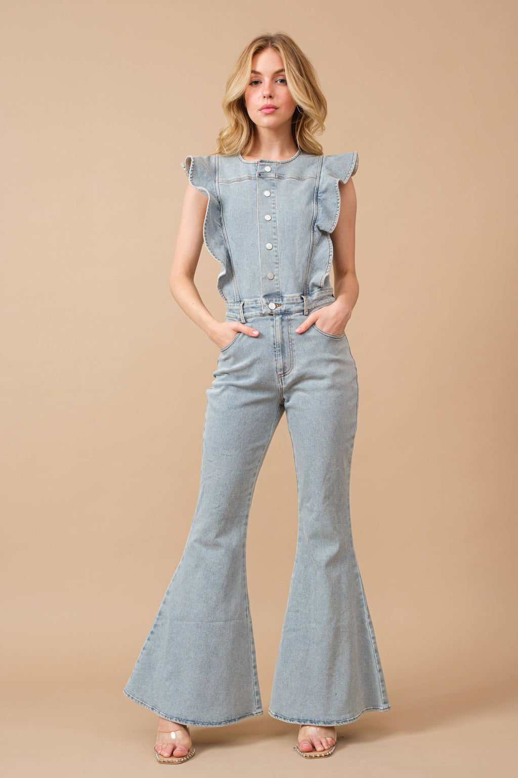 Bridget Bell Bottom Denim Jumpsuit
