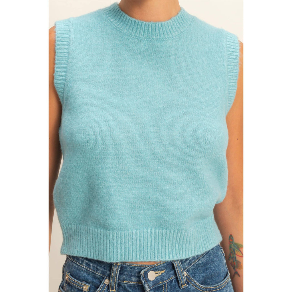 Sleeveless Crew Neck Knit Top